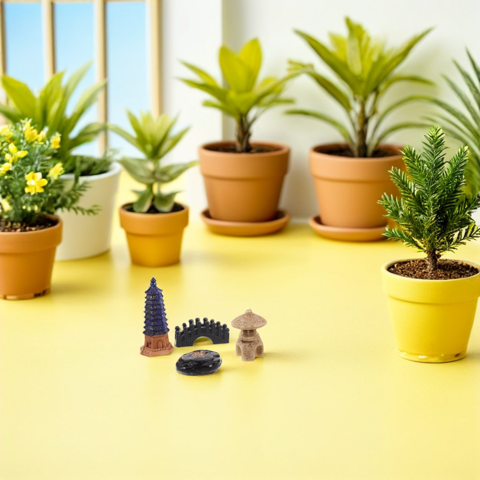 Bonsai Garden For Desk - Juego de 4 Mini Estatuas de