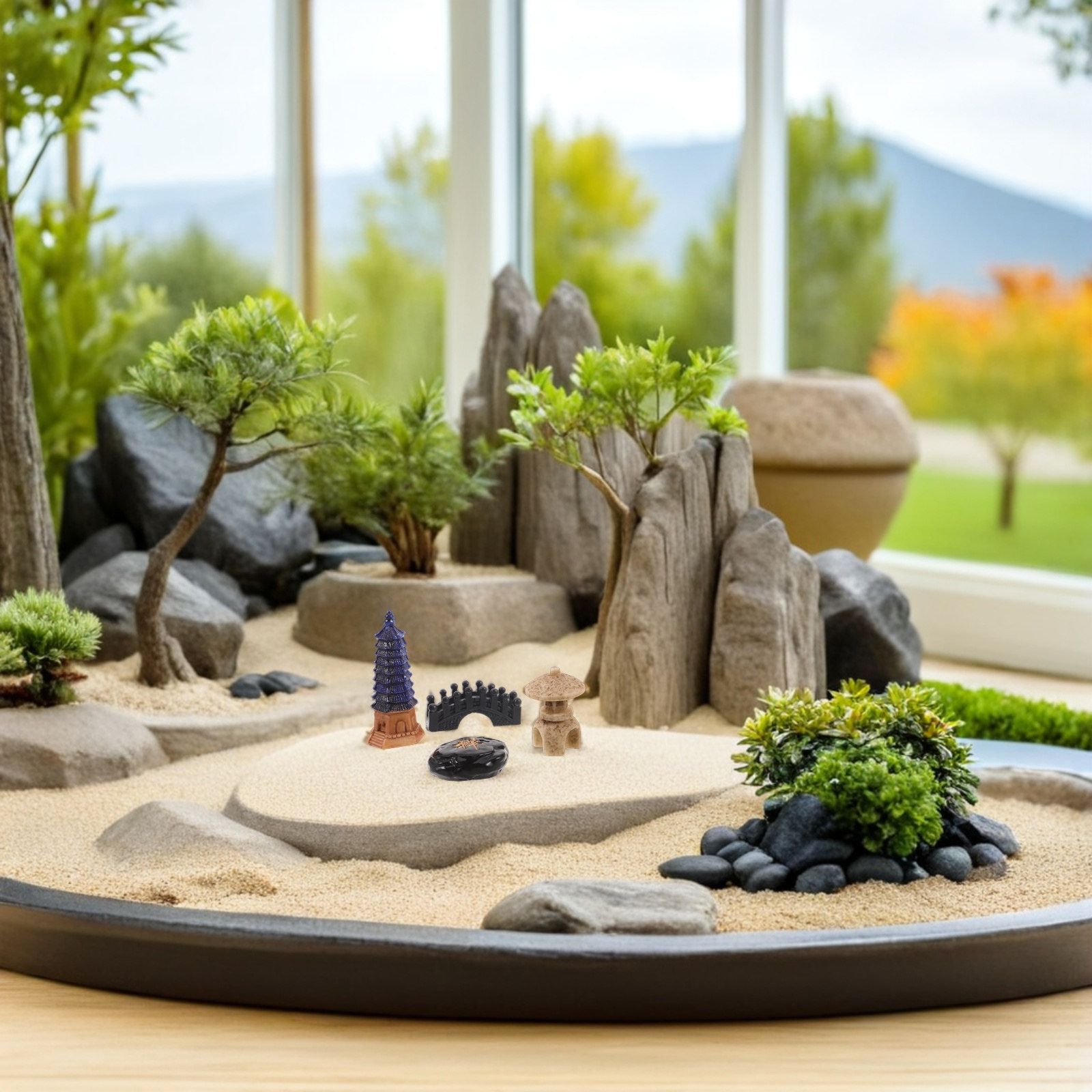 Juego de 4 Mini Estatuas de Pa - Bonsai Garden For Desk reseña y precio